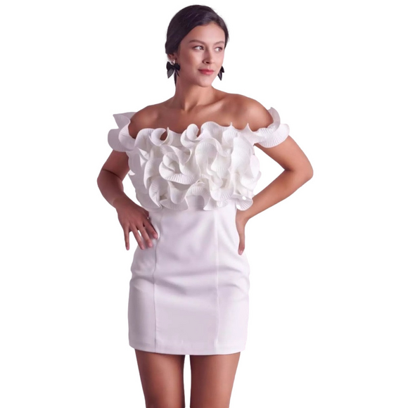 DO+BE Dresses & Skirts - Do + Be White Ruffle Mini Dress